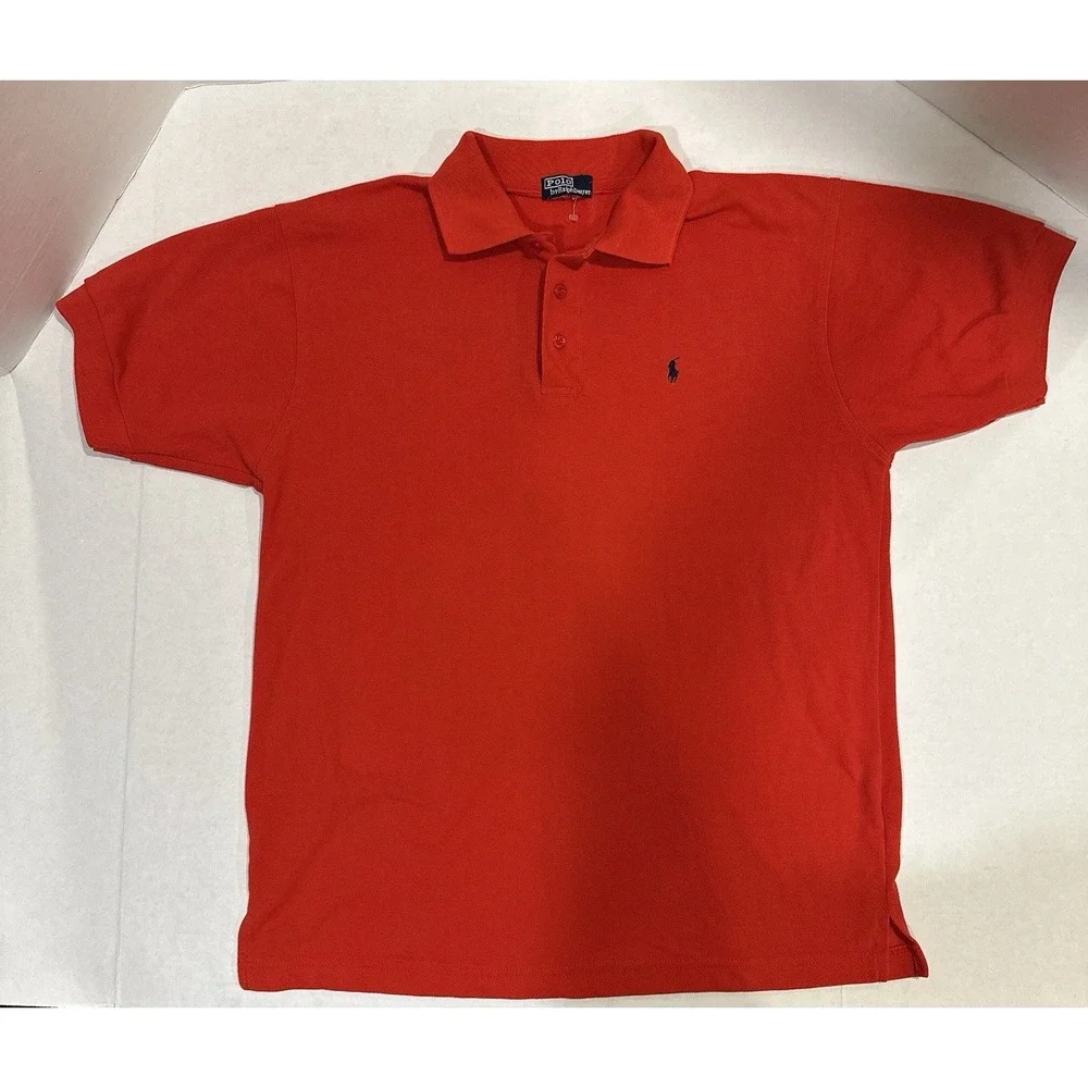 Polo Ralph Lauren Polo Shirt Men's Size Large Red Short Sleeve Blue Horse